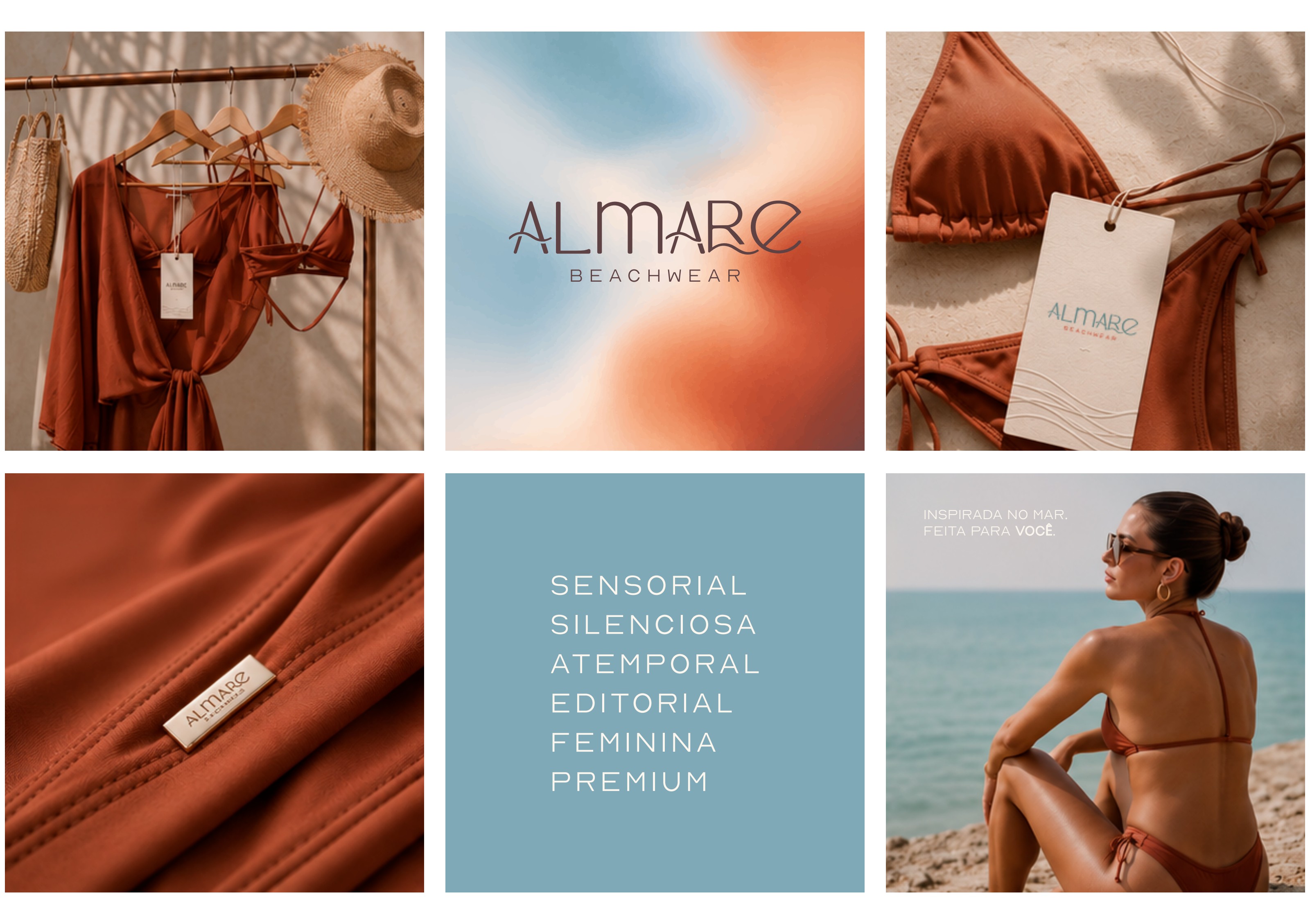Direção de arte e paleta de cores da ALMARE Beachwear